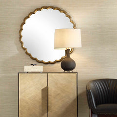 Cerrito Antique Brass Round Mirror - Ornate Home