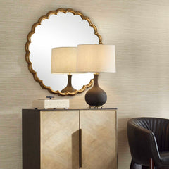 Cerrito Antique Brass Round Mirror - Ornate Home