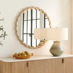 Cerrito Burnished Ivory Round Mirror - Ornate Home