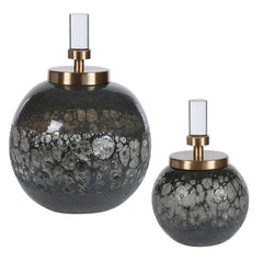 Cessair Gray Art Glass Bottles (Set of 2) - Ornate Home