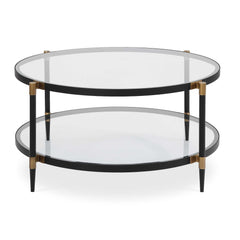 Chadid Black/Gold Round Glass Coffee Table - Ornate Home