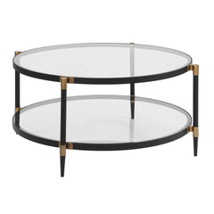 Chadid Black/Gold Round Glass Coffee Table - Ornate Home