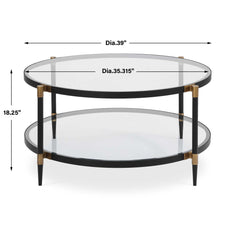 Chadid Black/Gold Round Glass Coffee Table - Ornate Home