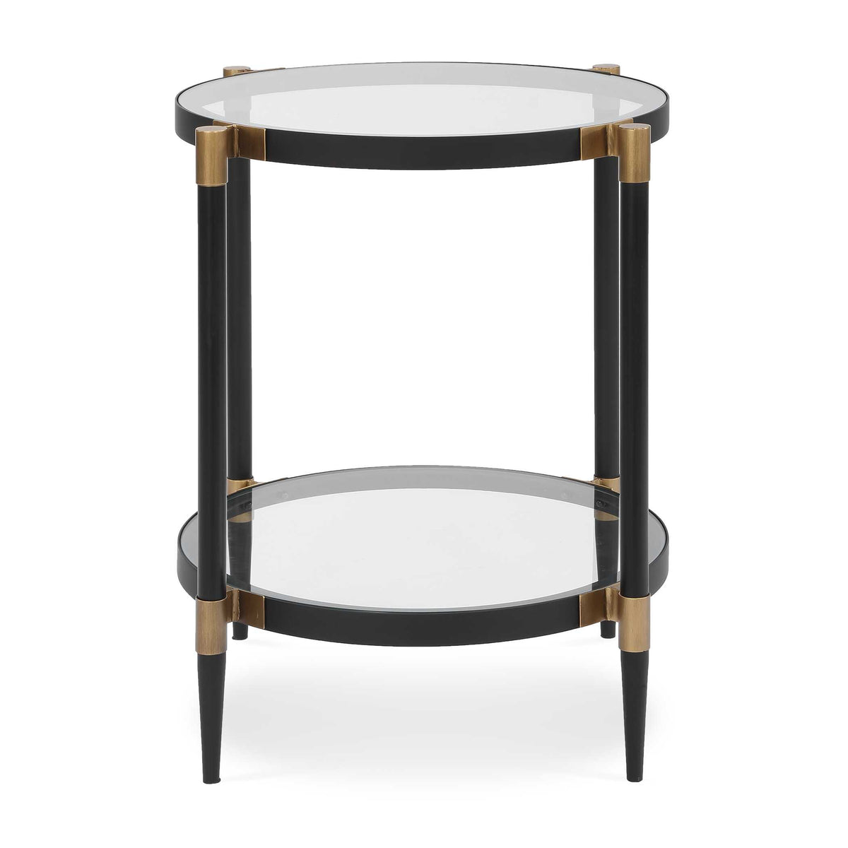 Chadid Black/Gold Round Glass Side Table - Ornate Home
