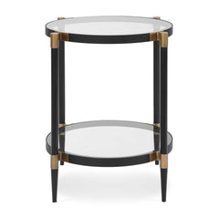 Chadid Black/Gold Round Glass Side Table - Ornate Home
