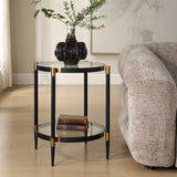 Chadid Black/Gold Round Glass Side Table - Ornate Home