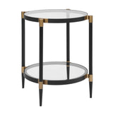 Chadid Black/Gold Round Glass Side Table - Ornate Home