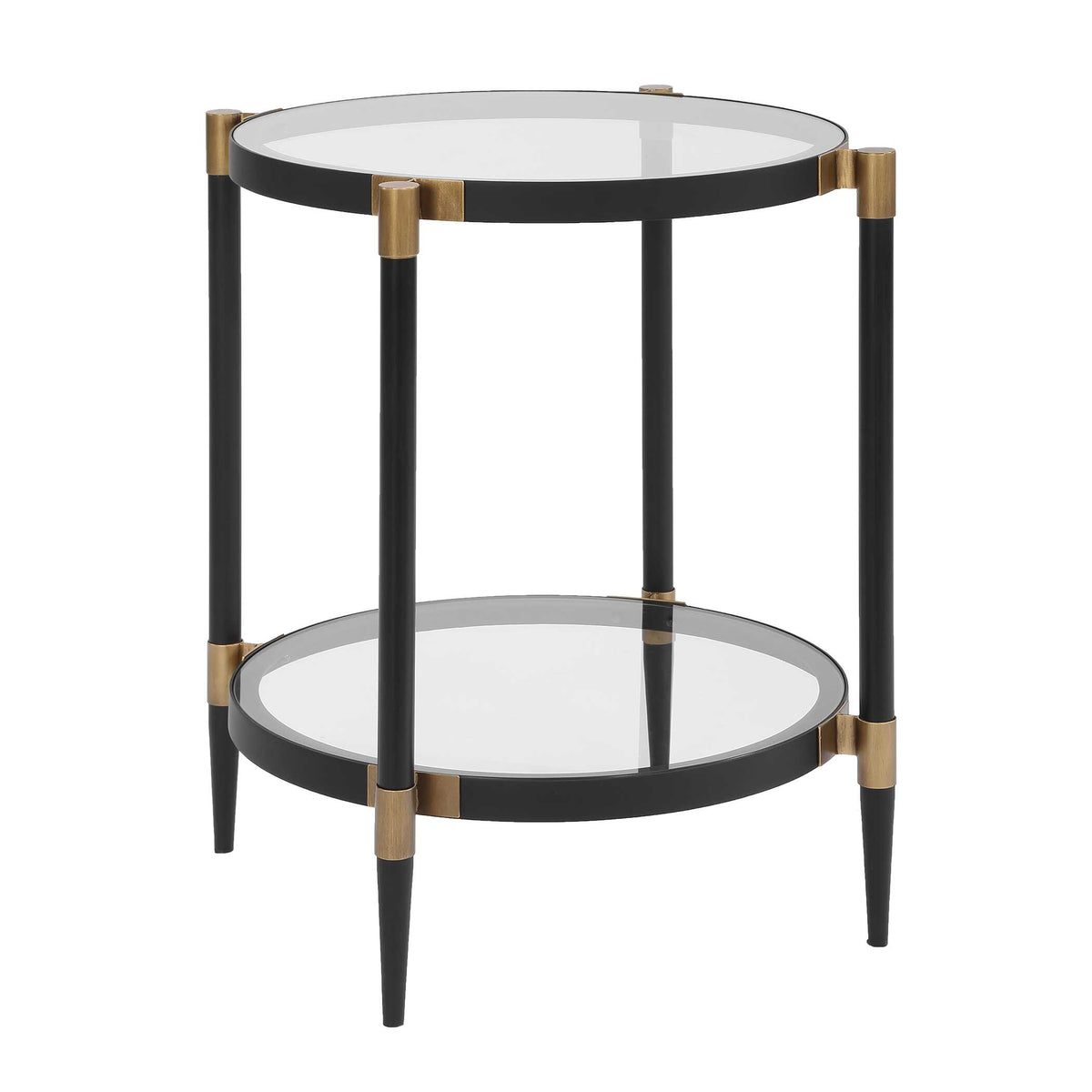 Chadid Black/Gold Round Glass Side Table - Ornate Home