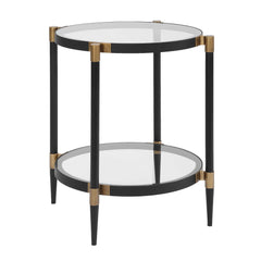 Chadid Black/Gold Round Glass Side Table - Ornate Home