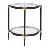 Chadid Black/Gold Round Glass Side Table - Ornate Home