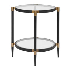 Chadid Black/Gold Round Glass Side Table - Ornate Home