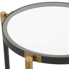 Chadid Black/Gold Round Glass Side Table - Ornate Home