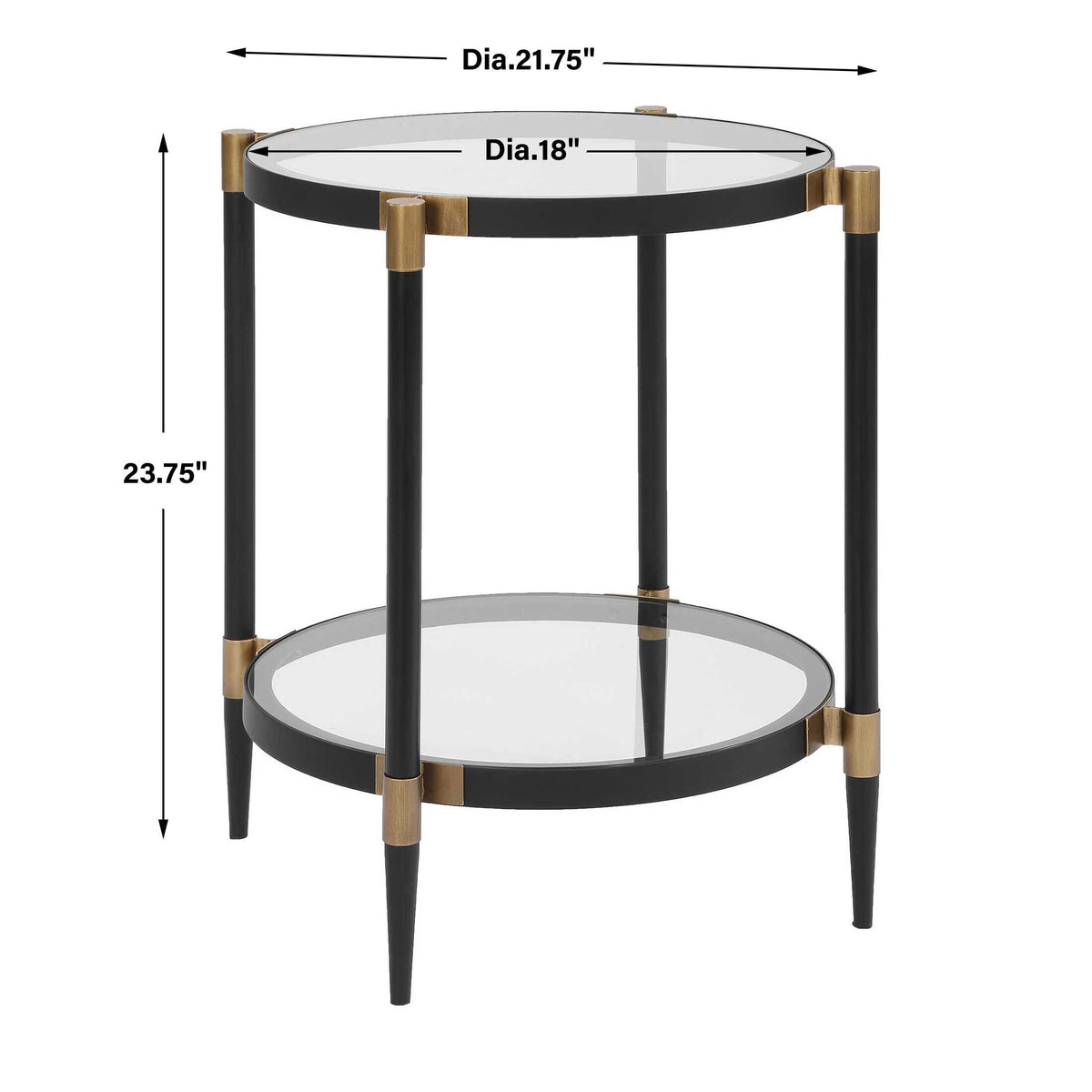 Chadid Black/Gold Round Glass Side Table - Ornate Home