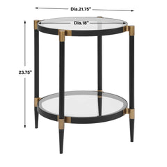 Chadid Black/Gold Round Glass Side Table - Ornate Home
