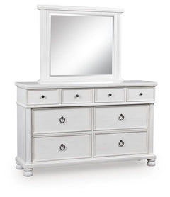 Chadworth Antique White Dresser and Mirror - Ornate Home