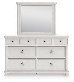 Chadworth Antique White Dresser and Mirror - Ornate Home