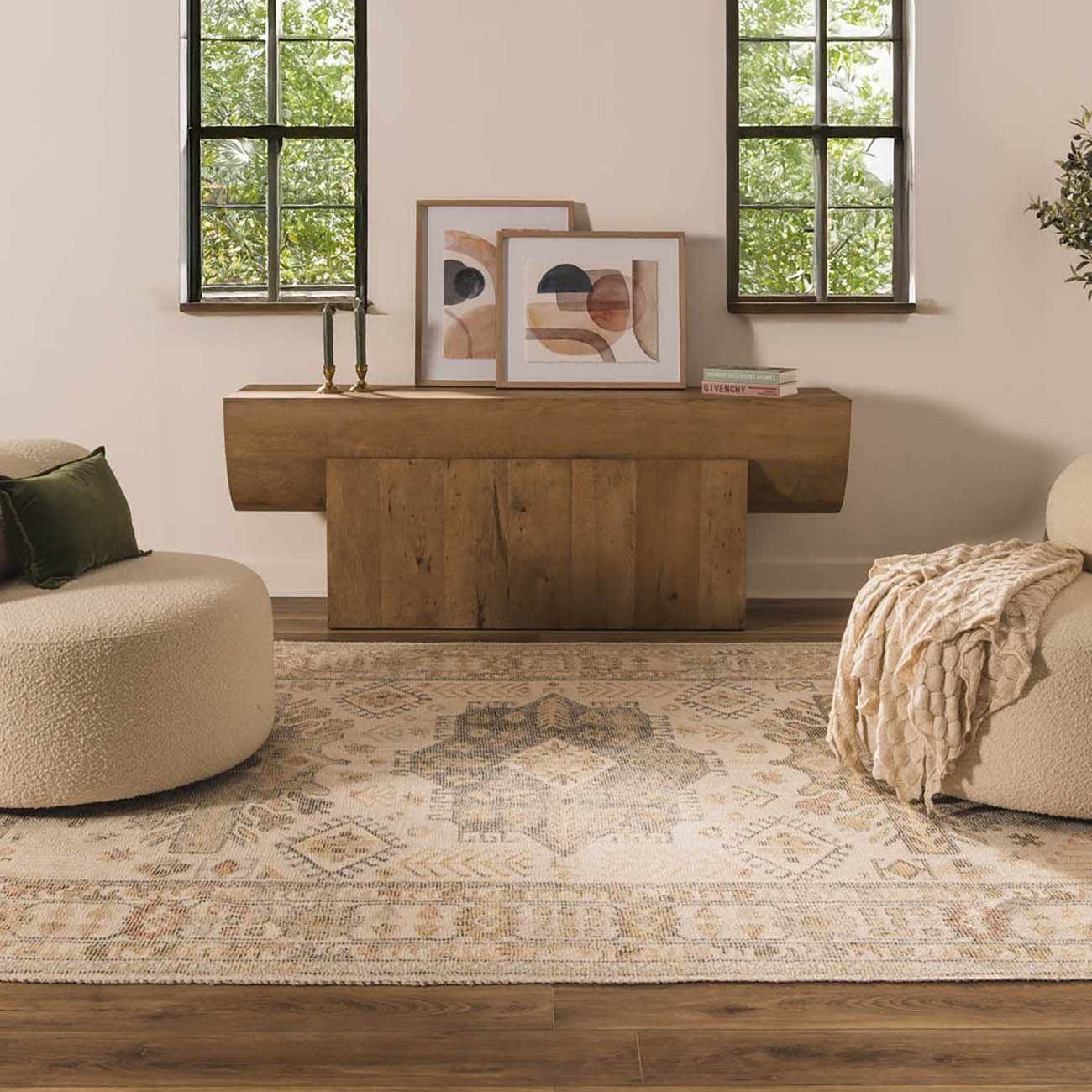 Chaela Ivory & Olive Area Rug - Ornate Home