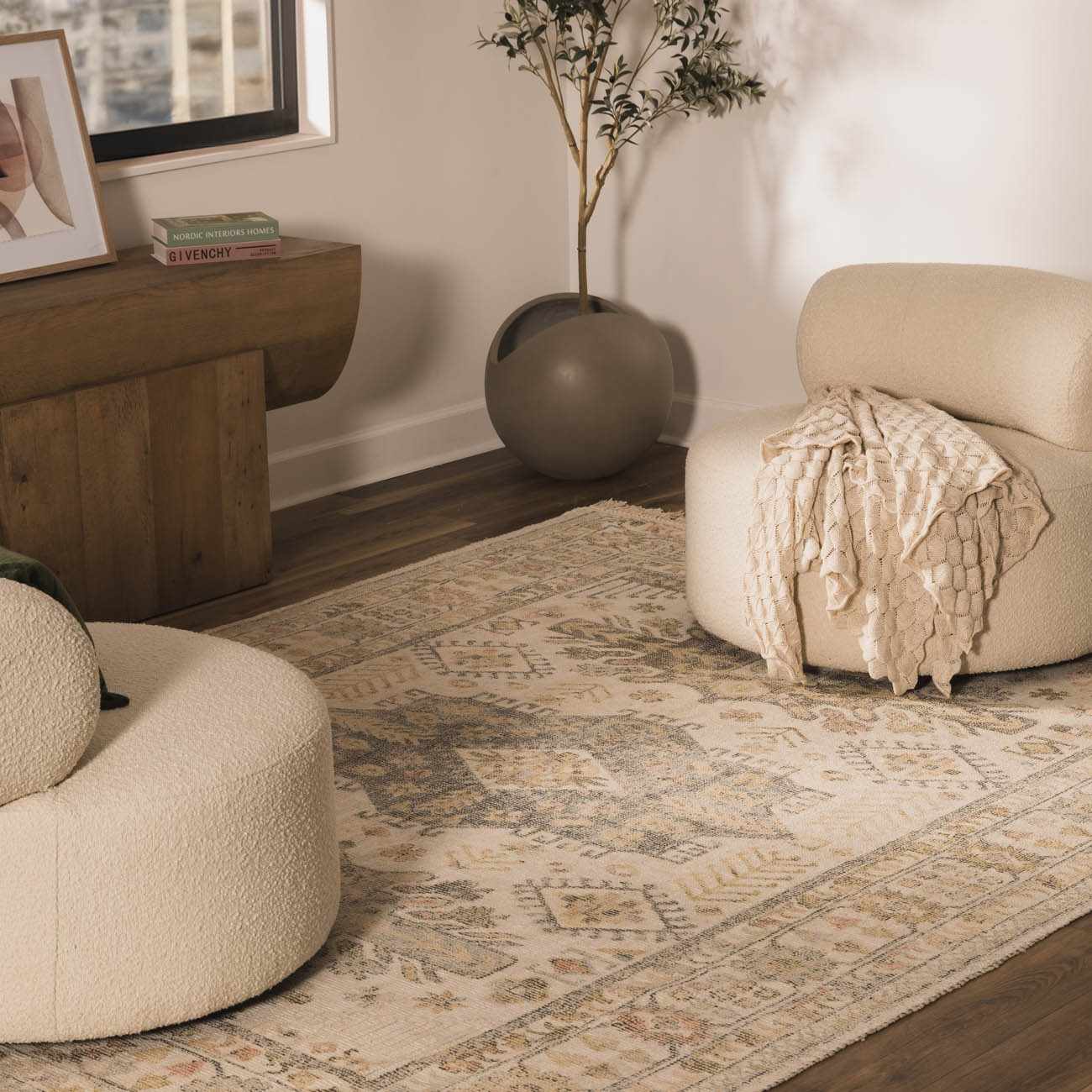 Chaela Ivory & Olive Area Rug - Ornate Home