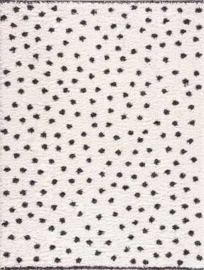 Chaia Dotted Black & White Plush Rug - Clearance - Ornate Home