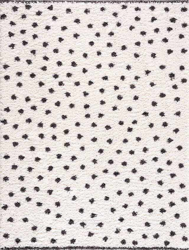 Chaia Dotted Black & White Plush Rug - Clearance - Ornate Home