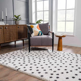 Chaia Dotted Black & White Plush Rug - Clearance - Ornate Home