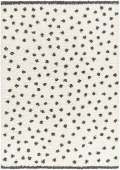Chaia Dotted Black & White Plush Rug - Clearance - Ornate Home