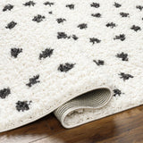 Chaia Dotted Black & White Plush Rug - Clearance - Ornate Home