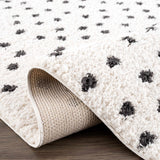 Chaia Dotted Black & White Plush Rug - Ornate Home