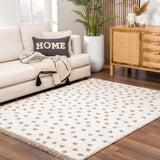 Chaia Dotted Cream & Brown Plush Rug - Ornate Home