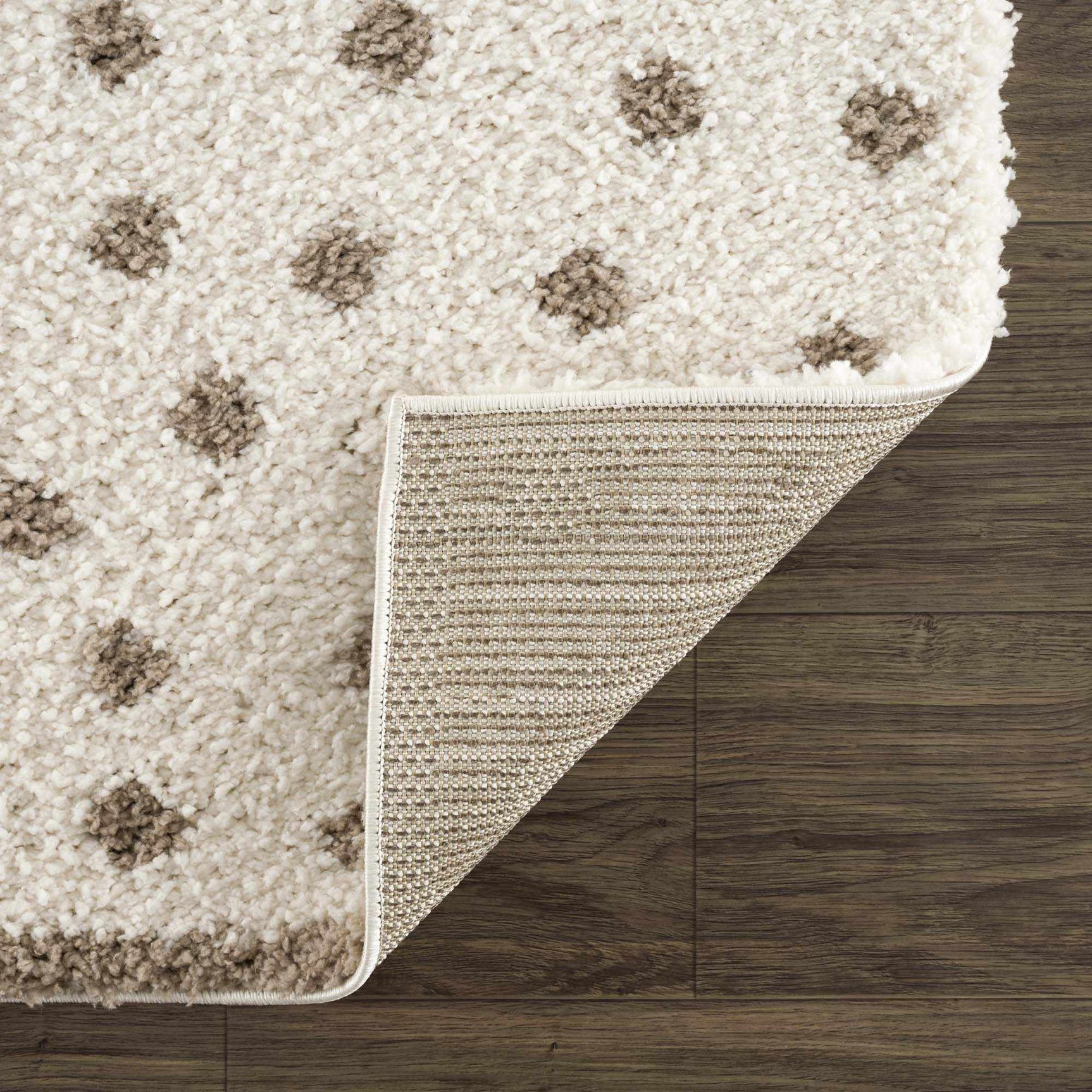 Chaia Dotted Cream & Brown Plush Rug - Ornate Home