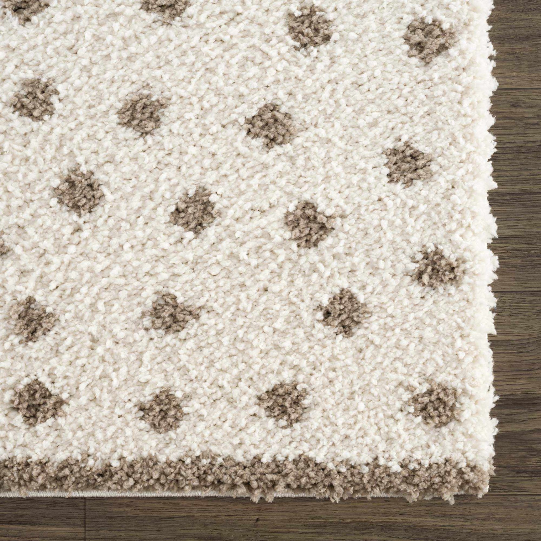 Chaia Dotted Cream & Brown Plush Rug - Ornate Home