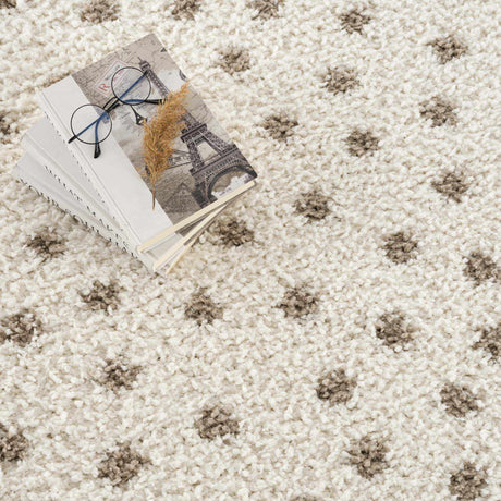 Chaia Dotted Cream & Brown Plush Rug - Ornate Home