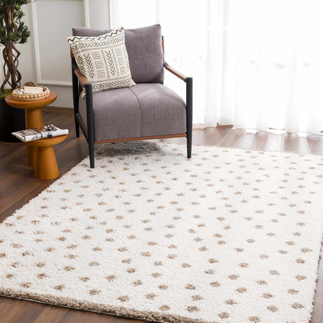 Chaia Dotted Cream & Brown Plush Rug - Ornate Home