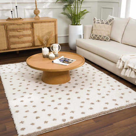 Chaia Dotted Cream & Brown Plush Rug - Ornate Home