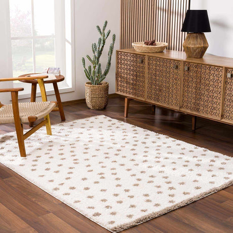 Chaia Dotted Cream & Brown Plush Rug - Ornate Home