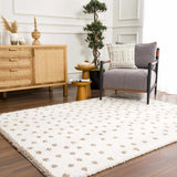 Chaia Dotted Cream & Brown Plush Rug - Ornate Home