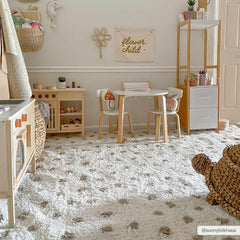 Chaia Dotted Cream & Gray Plush Area Rug - Clearance - Ornate Home