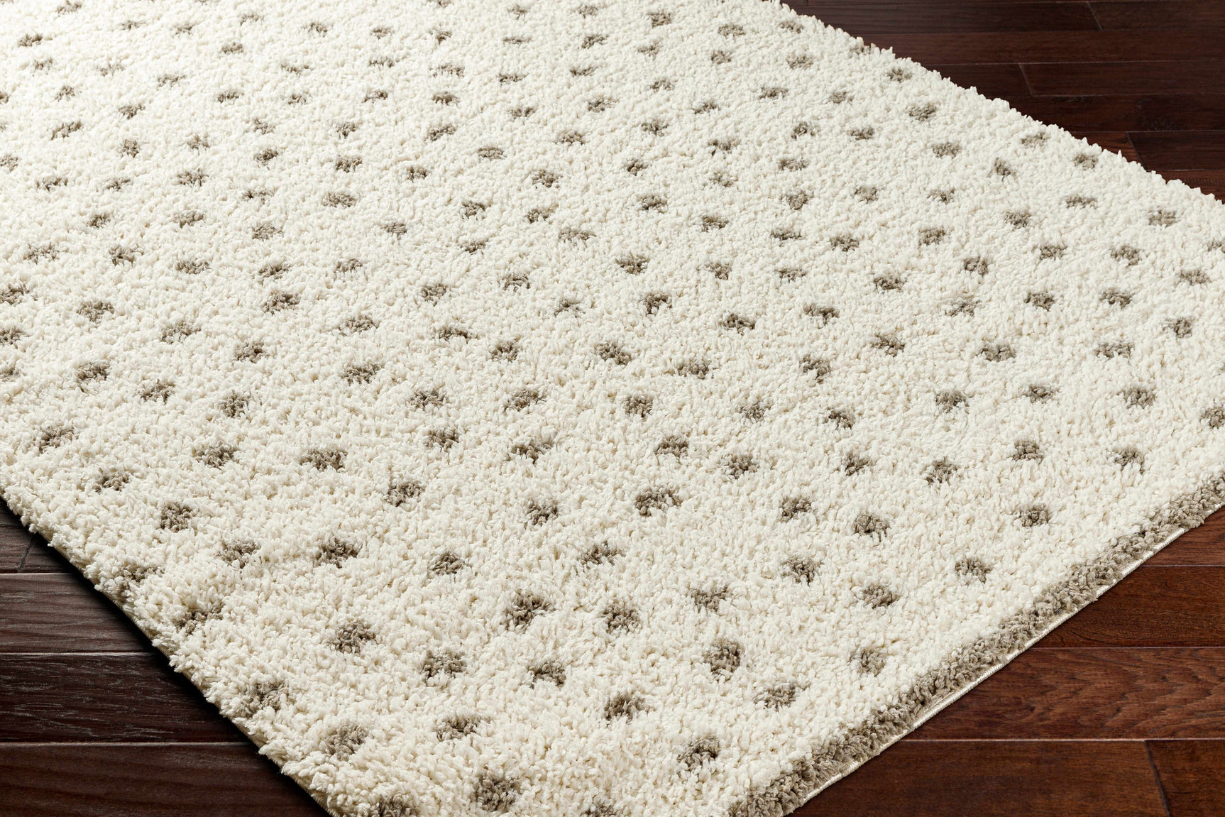 Chaia Dotted Cream & Gray Plush Area Rug - Clearance - Ornate Home