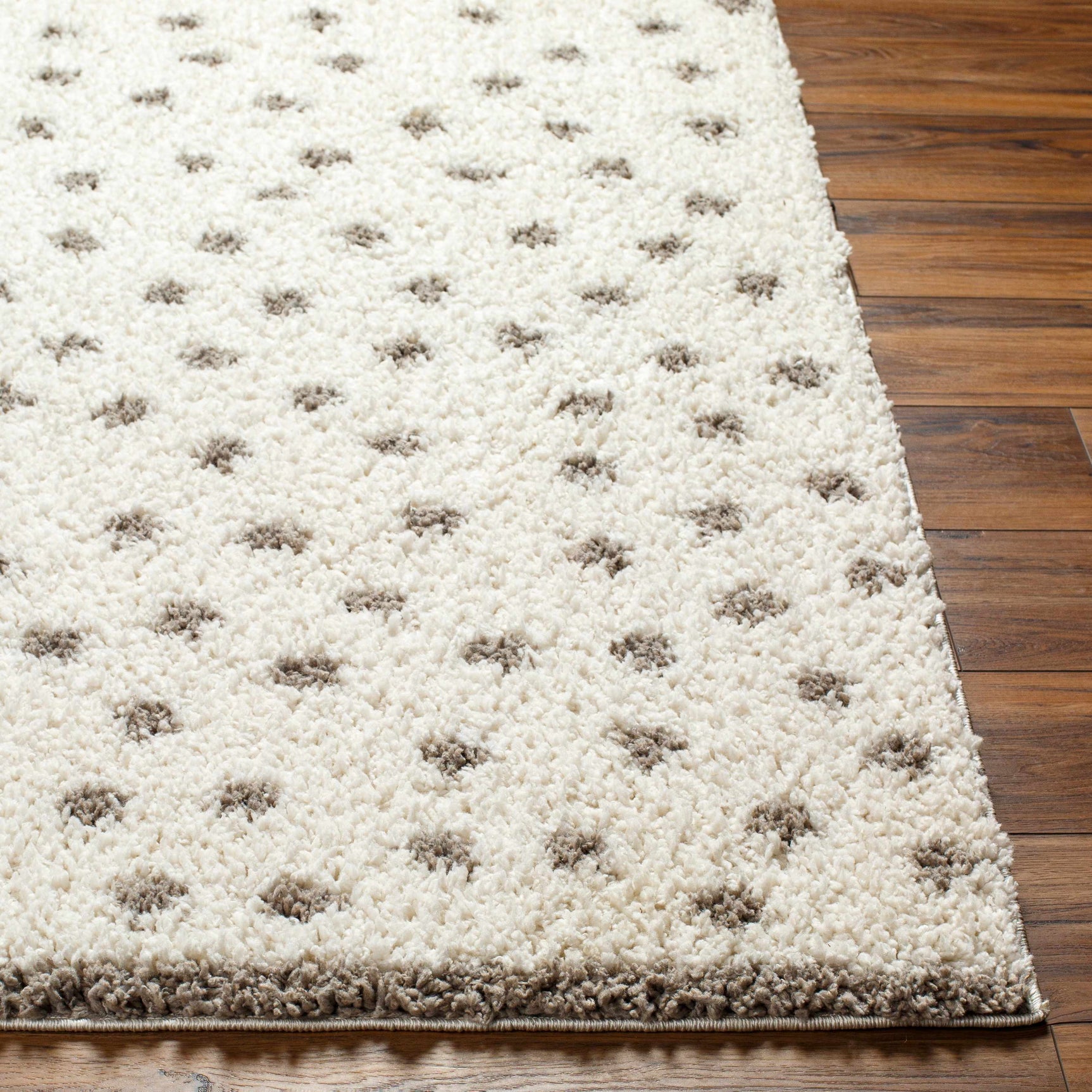 Chaia Dotted Cream & Gray Plush Area Rug - Clearance - Ornate Home