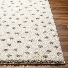 Chaia Dotted Cream & Gray Plush Area Rug - Clearance - Ornate Home