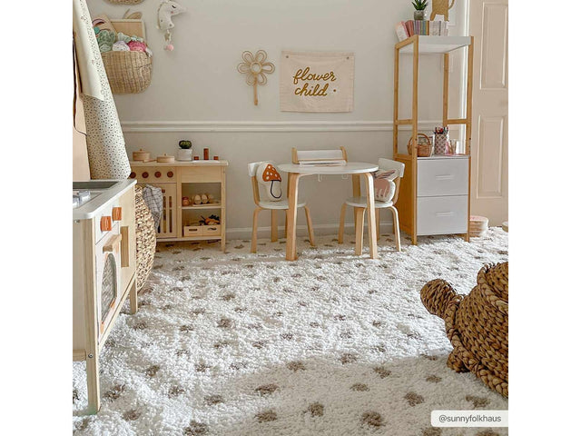Chaia Dotted Cream & Gray Plush Rug - Ornate Home