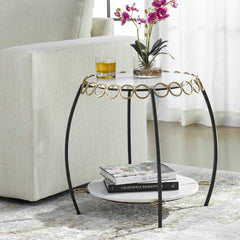 Chainlink White Marble Side Table - Ornate Home