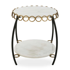 Chainlink White Marble Side Table - Ornate Home