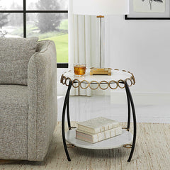 Chainlink White Marble Side Table - Ornate Home