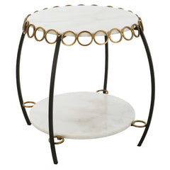 Chainlink White Marble Side Table - Ornate Home