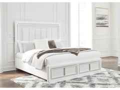 Chalanna White King Upholstered Storage Bed - Ornate Home