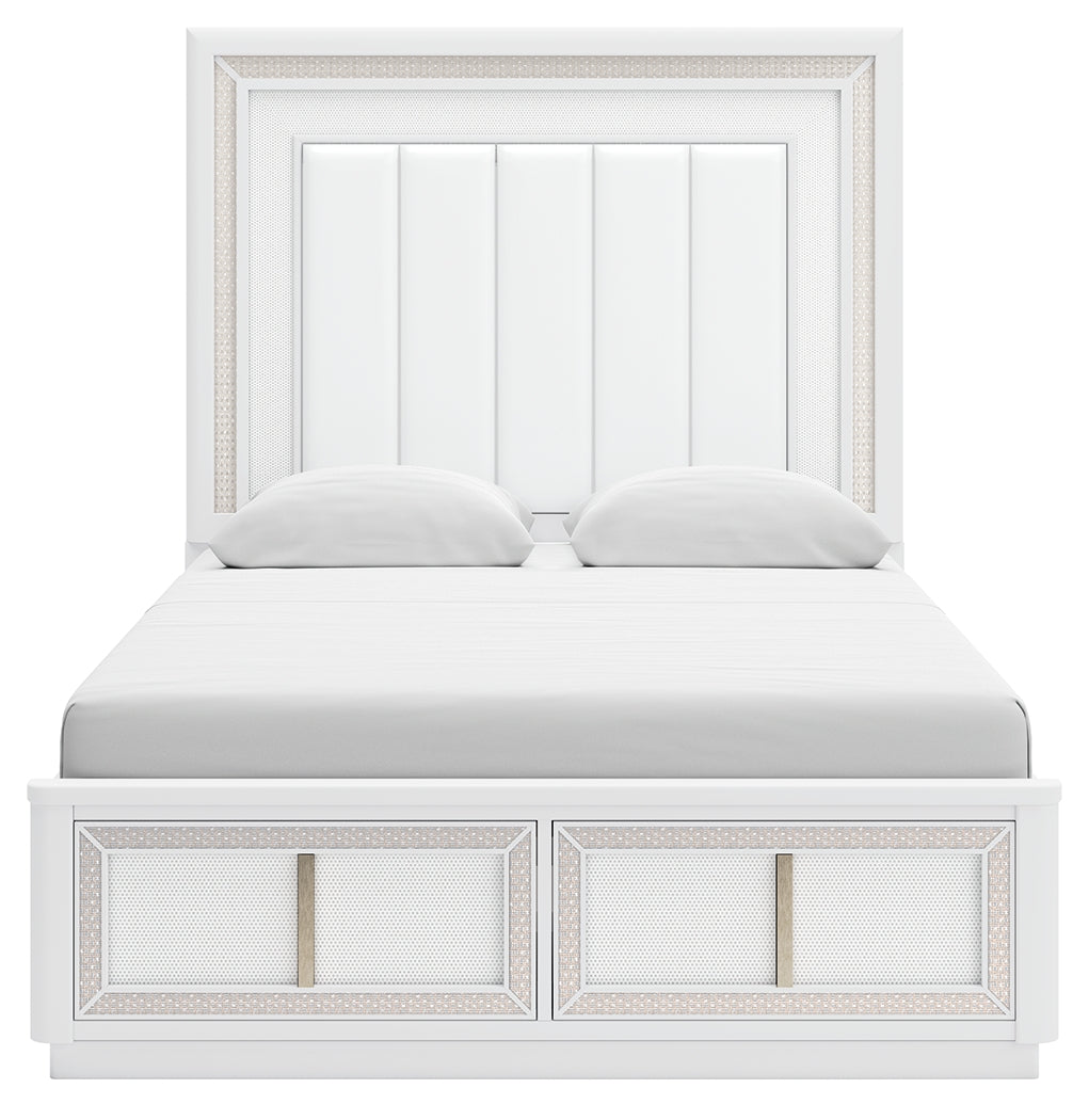 Chalanna White Queen Panel Storage Bedroom Set with Nightstand (Online Special Price) - Ornate Home