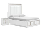 Chalanna White Queen Panel Storage Bedroom Set with Nightstand - Ornate Home