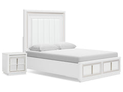 Chalanna White Queen Panel Storage Bedroom Set with Nightstand - Ornate Home