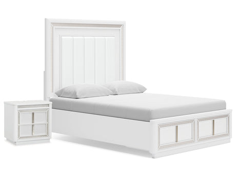 Chalanna White Queen Panel Storage Bedroom Set with Nightstand - Ornate Home